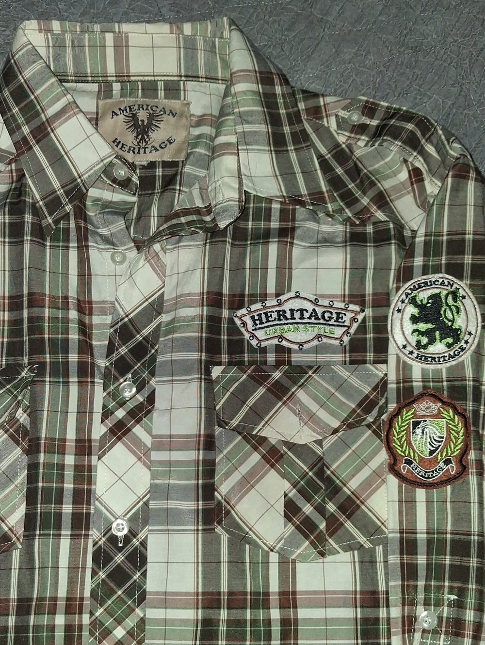 Men's Green Plaid Button-Down Shirt